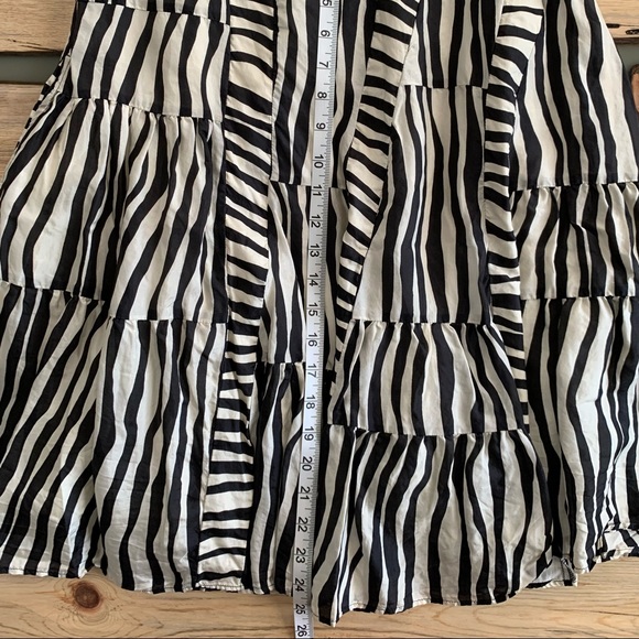 Lil 100% Silk Black And White Lined Striped Zebra Print Midi Skirt - Picture 11 of 11